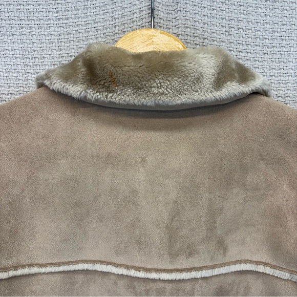 Vintage Chore Barn Coat Jacket Womens M Faux Suede Sherpa Lined Mulberry Street - Picture 6 of 8